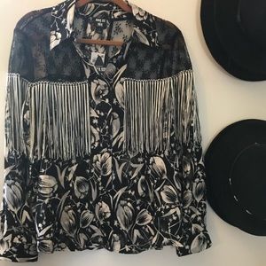 Anna Sui x INC Fringe Western Top